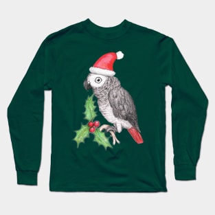 Christmas African grey parrot Long Sleeve T-Shirt